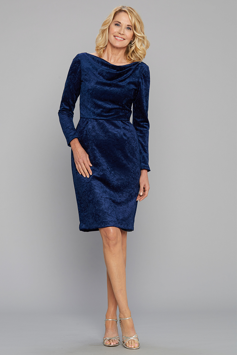 navy blue velour dress