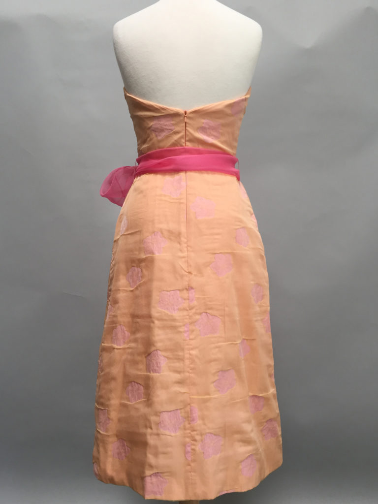 Apricot floral strapless A-line Tiffany Dress-9648-Siri-San Francisco-back