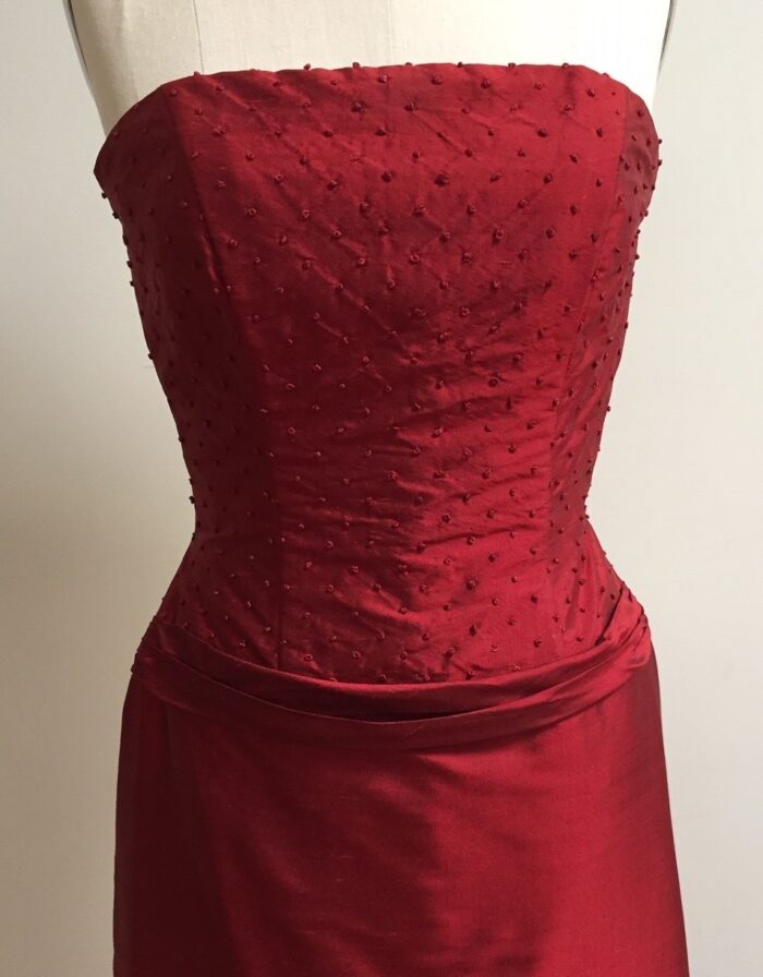 red strapless dress for wedding