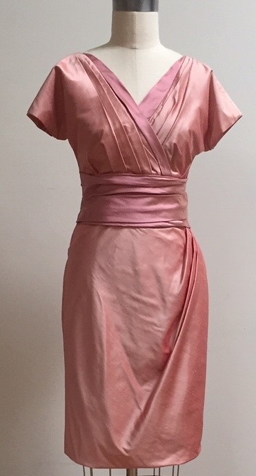 Pink silk knee length dress for mother of the bride