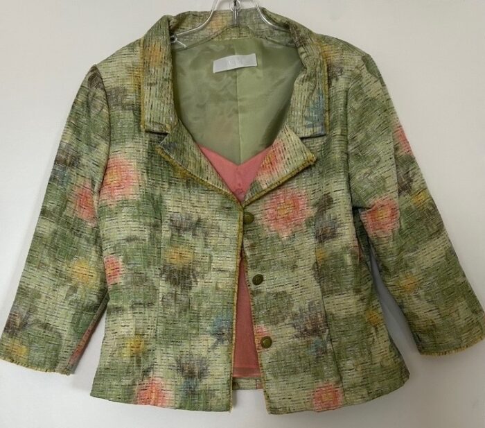 Siri Floral tweed jacket with coral cami