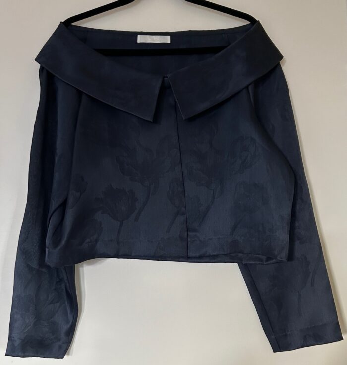 navy silk short jacket