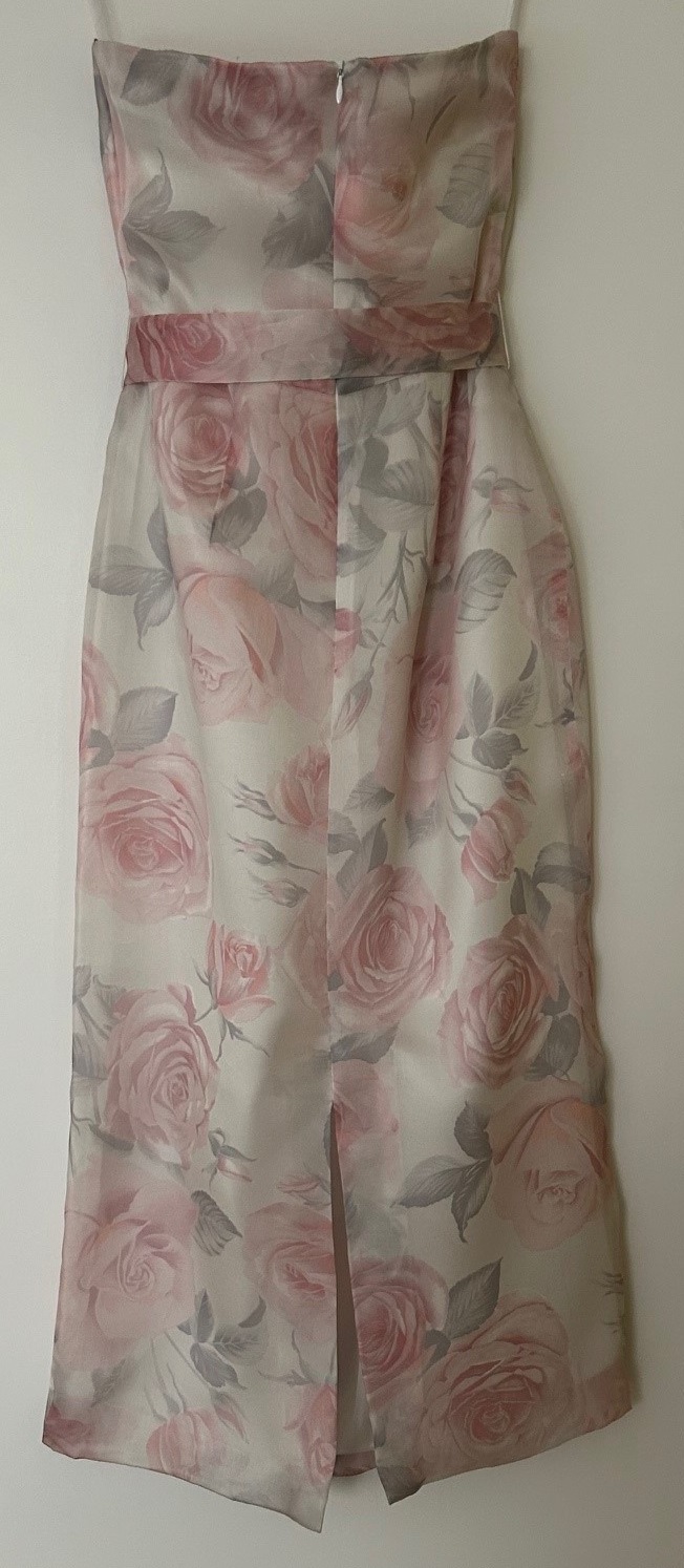 pink roses strapless dress