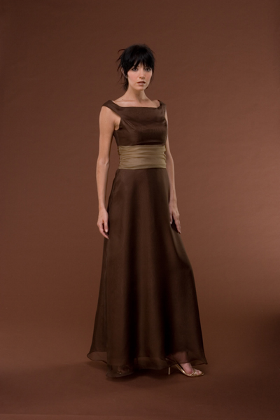 dark brown gown for formal occasion